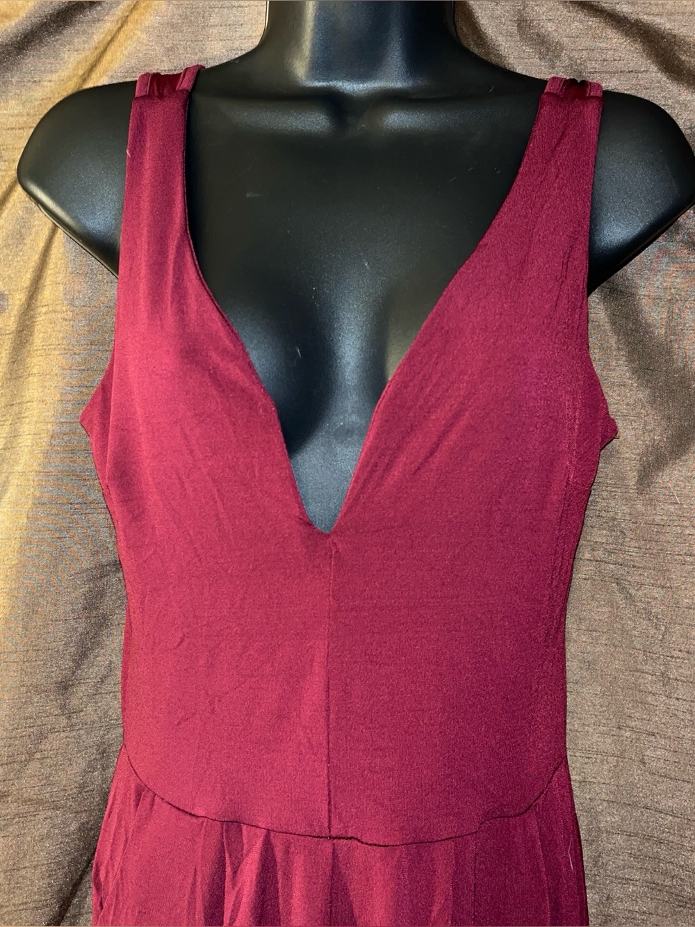 Plunging V-Neck Burgundy Jumpsuit